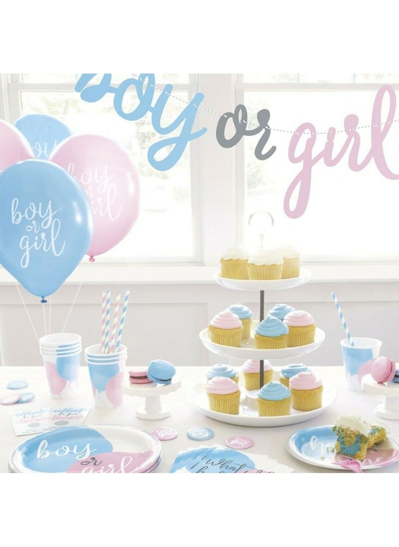 Unique Gender Reveal Disposable Paper Cups Pastel Pink Blue 10cm 8-Pack - Image 3