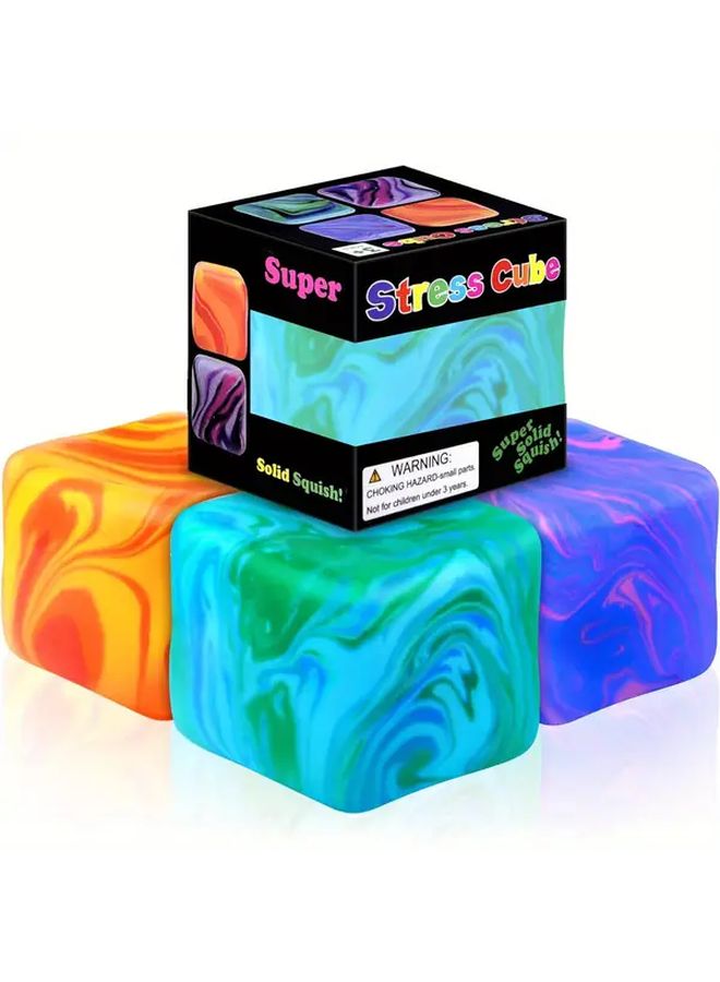 Blue Rotating Squishy Cube Sensory Toy Stress Reliever For Focus Anxiety ADHD - Image 5