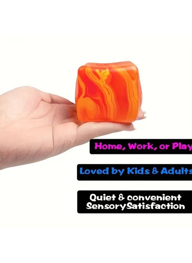 Blue Rotating Squishy Cube Sensory Toy Stress Reliever For Focus Anxiety ADHD - Image 3