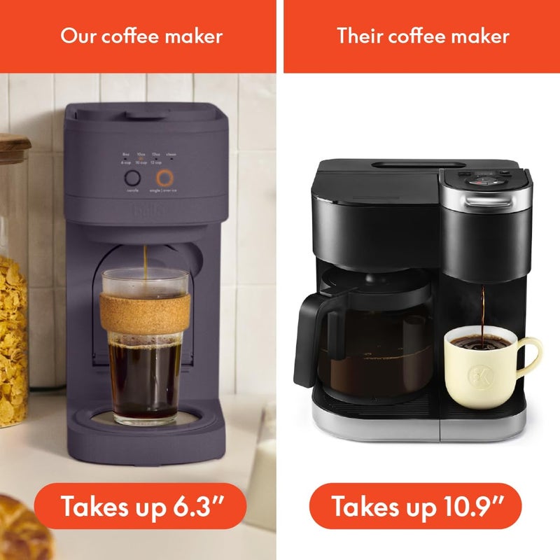 BELLA VersaBrew 2-in1 Coffee Maker, K-Cup compatible, Brew 3 Sizes Carafes & Single Serve Cups, Dishwasher Safe Reusable Filter & Filter Holder, Iced Coffee Function, 60oz Tank, Plum - Image 4