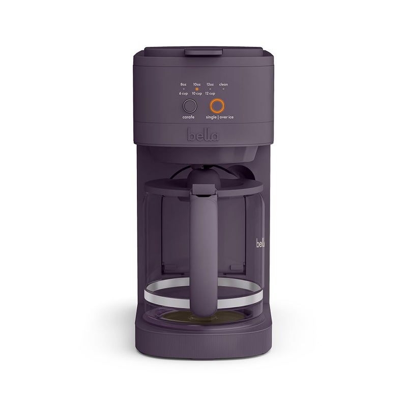 BELLA VersaBrew 2-in1 Coffee Maker, K-Cup compatible, Brew 3 Sizes Carafes & Single Serve Cups, Dishwasher Safe Reusable Filter & Filter Holder, Iced Coffee Function, 60oz Tank, Plum - Image 1