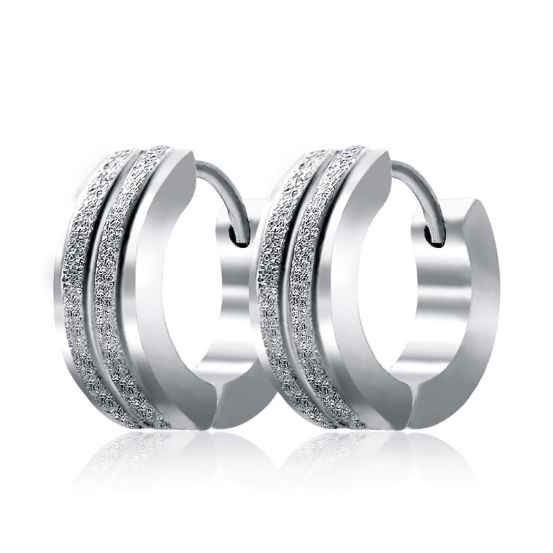 Stainless Steel Hoop Earrings For Men's Women's,Silver/Gold/Black/Blue Hypoallergenic Round Huggie Earrings,Fashion Punk Earrings Piercing Jewelry,Simple Stylish Loop Earring,Gift for Him Her Birthday