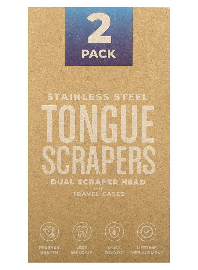 BASIC CONCEPTS Stainless Steel Tongue Scrapers  2 Pack