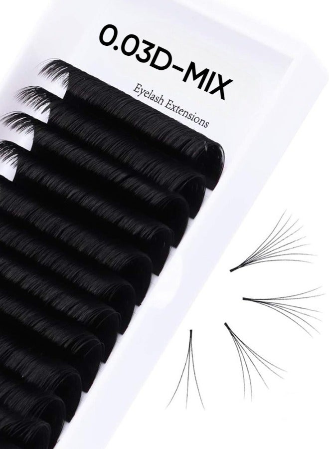 globalstar Vikiyi Individual Mega Volume Eyelash Extensions - 0.03D Mix Tray Natural Look - Image 1