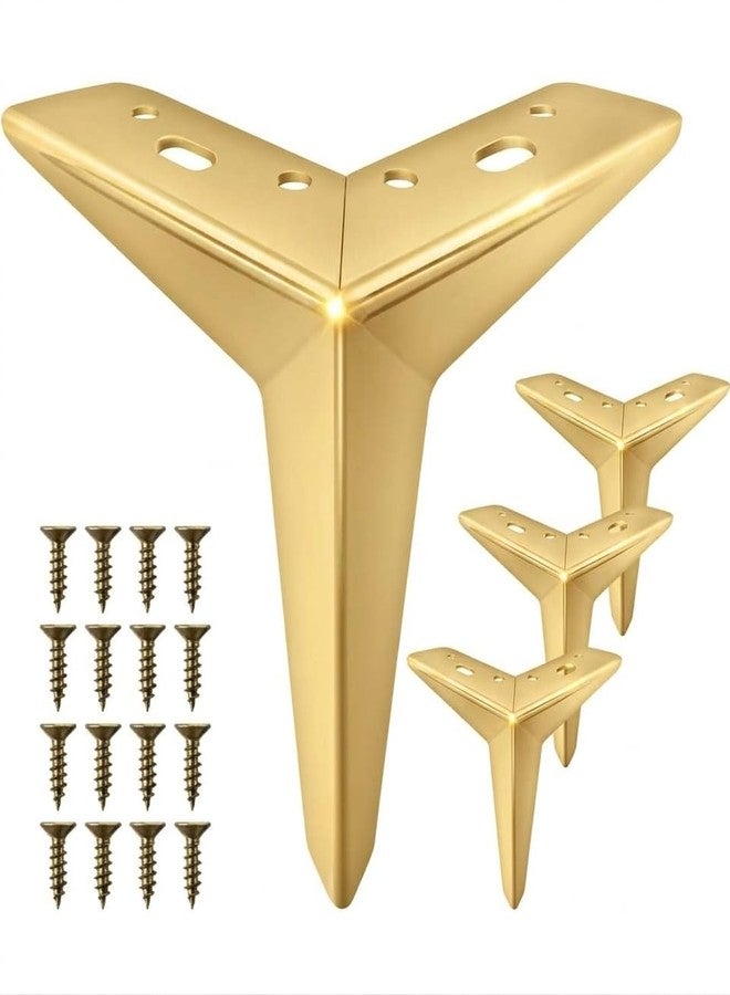 AAKASH DECOR Sofa Legs Gold Finish 4 Inch (Set of 4) Modern Star Shape Heavy Duty Sofa Leg for Home, Office Metal Rustproof & Sturdy Sofa Paya with Mounting Screw | Durable Replacement Legs - Image 1
