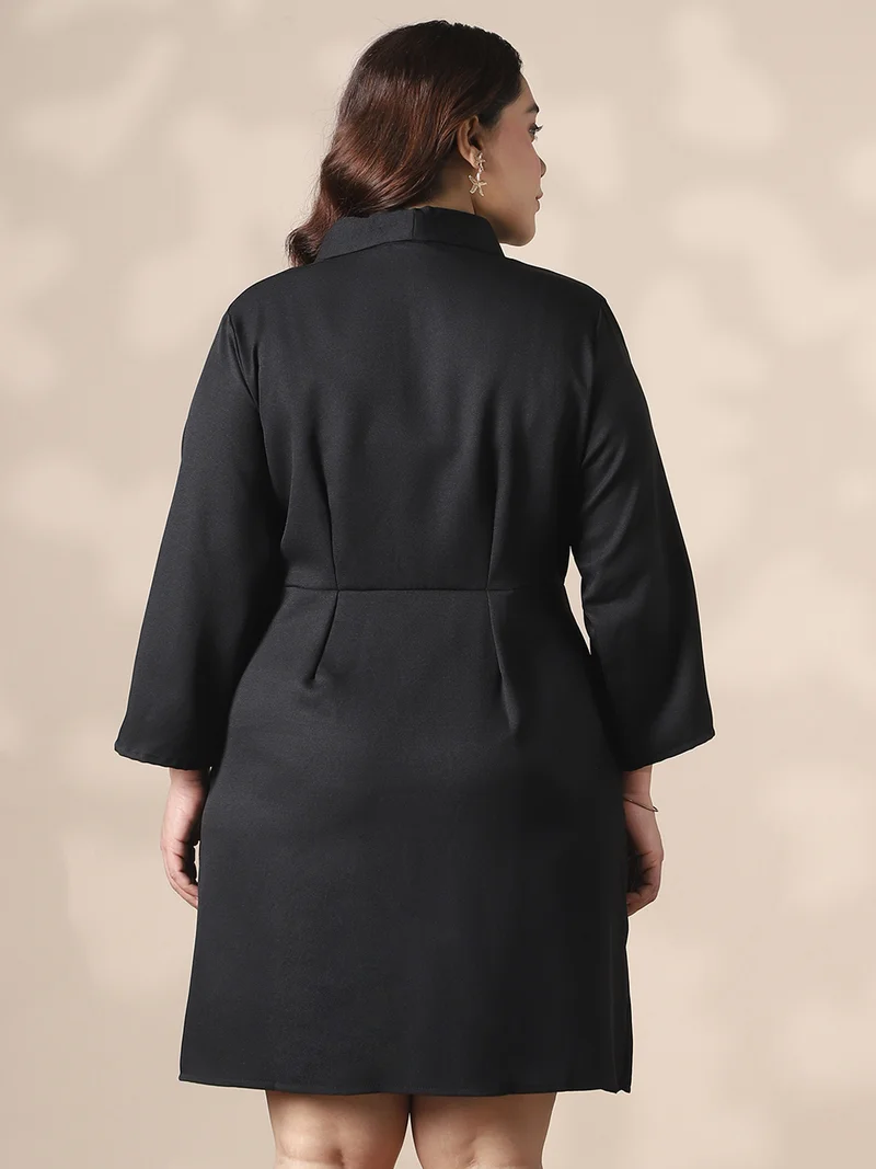 globus  Globus Gloplus Women Black Shawl Lapel Plus Size Mini Workwear Blazer Dress for Women | Best Price UAE