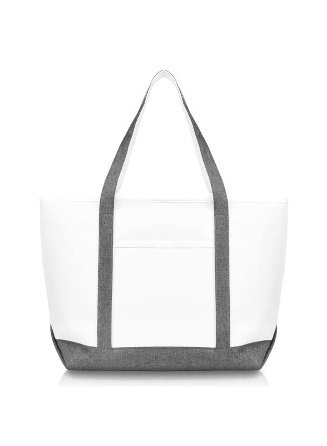 DALIX 23" Premium 24 oz. Cotton Canvas Shopping Tote Bag (Gray) - Image 3