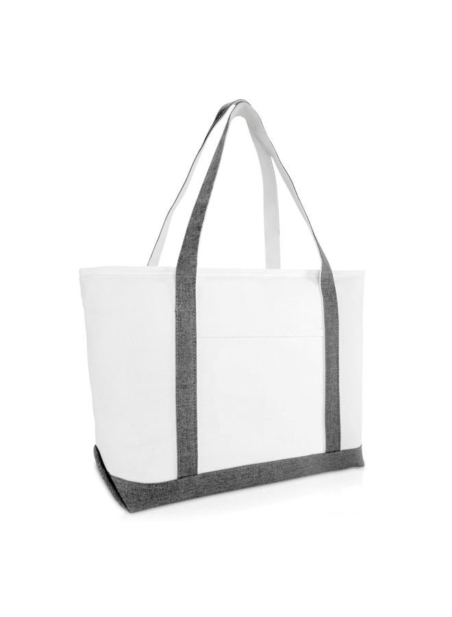DALIX 23" Premium 24 oz. Cotton Canvas Shopping Tote Bag (Gray) - Image 1