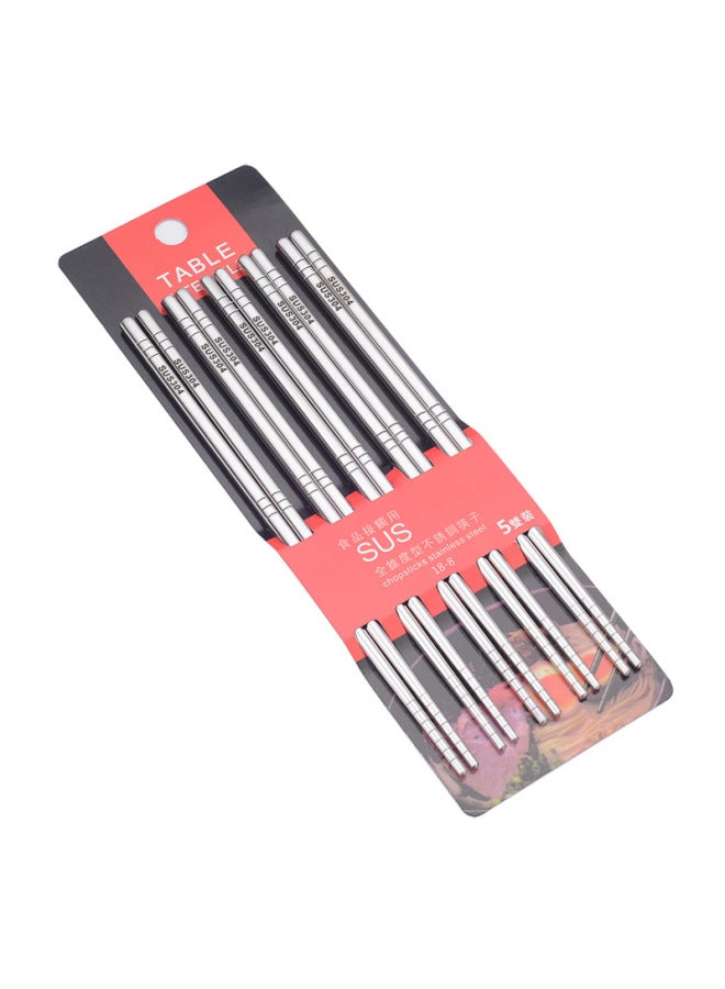 Six-ring Stainless Steel Chopsticks 304 Non-slip High Temperature Hotel Restaurant Laser Household Chinese Chopsticks Set Wholesale-Color:23cm Six Ring 5 Double Card Paper  - Image 1
