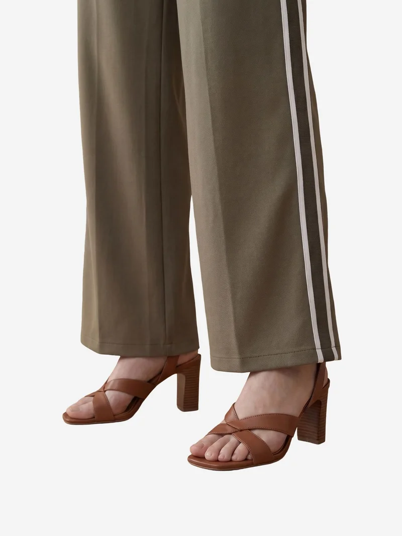 My Fashion Khaki Green MY FASHION High-Waist Pleated Wide-Leg Trousers for Women | Best Price UAE