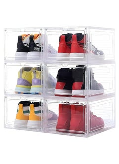 ZIMNEST 6-Piece Shoe Box, Shoe Storage Boxes Clear Plastic Stackable, Shoe Organizer Containers with Lids for Women/Men 34.5 x 27 x 19 cm  - Image 1