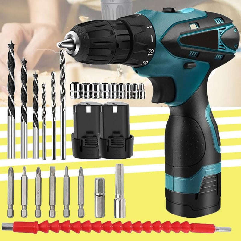 Galaxe 12V Portable Lithium Battery Power Cordless Impact Drill Multifunction Electric Hand Drill Industrial Electric Screwdriver Set GLX12VCD14 28pcs tool kit - Image 1