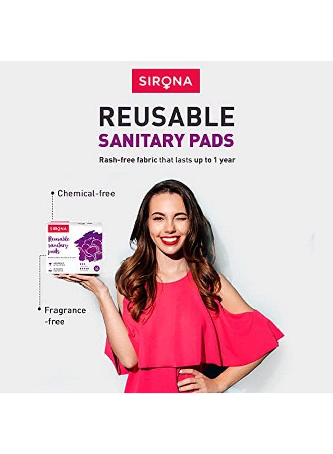 Sirona Reusable Sanitary Pads For Women (3 Regular Pads + 1 Overnight Pad) ; Rash Free Fabric ; Lasts Up To 1 Year ; Highly Absorbent & Skin Friendly - Image 3