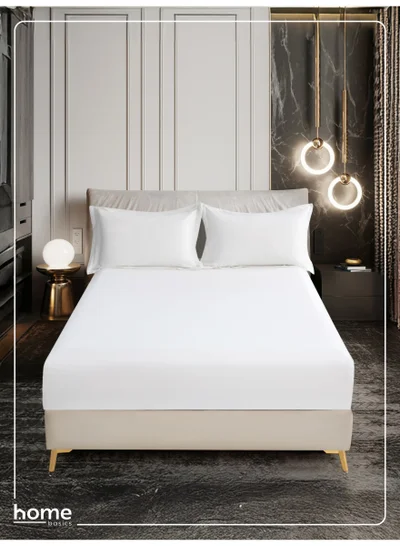 Donetella Bedding Fitted Sheet - Fits 180x200 Cm For King Bed - 3 Pcs (1 Fitted Sheet and 2 Pillowcases) - 35 Cm Deep Pocket - Solid Bed Sheet