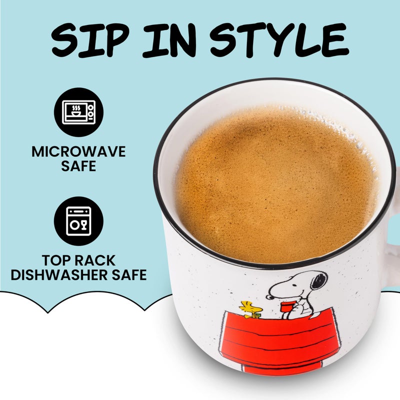 Silver Buffalo Peanuts Snoopy and Woodstock Get Cozy Ceramic Camper Mug, 20 Ounces - Image 3