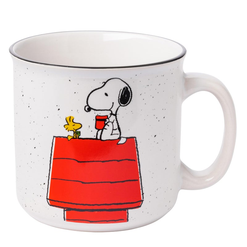 Silver Buffalo Peanuts Snoopy and Woodstock Get Cozy Ceramic Camper Mug, 20 Ounces - Image 1