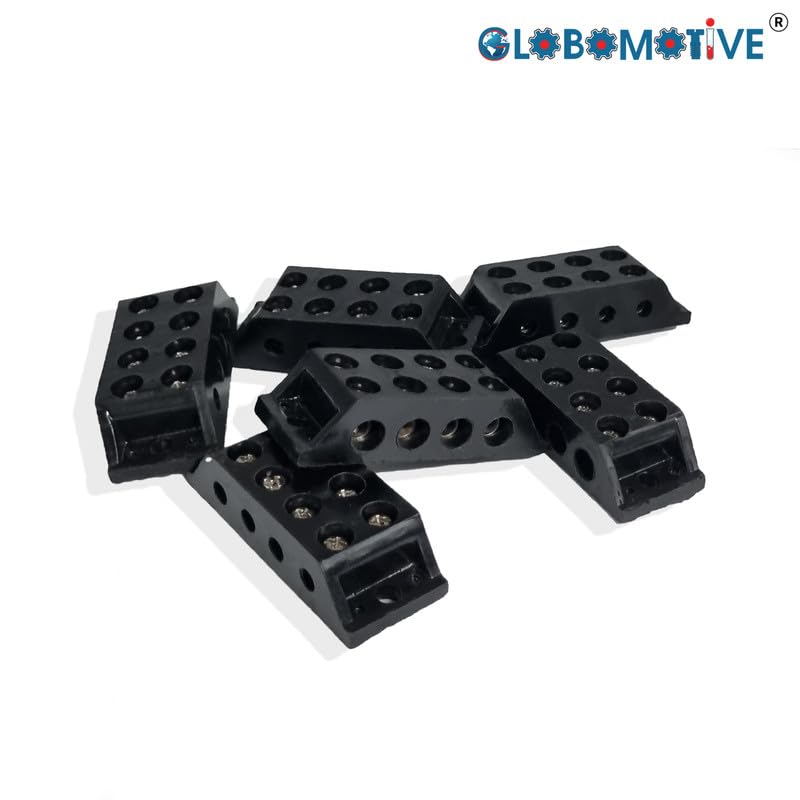 GLOBOMOTIVE GLOBOMOTIVE Control Panel 30A 4 Way Bakelite Connector Strip Rigid type Double Row Barrier Black Terminal Pack of 2  - Image 4