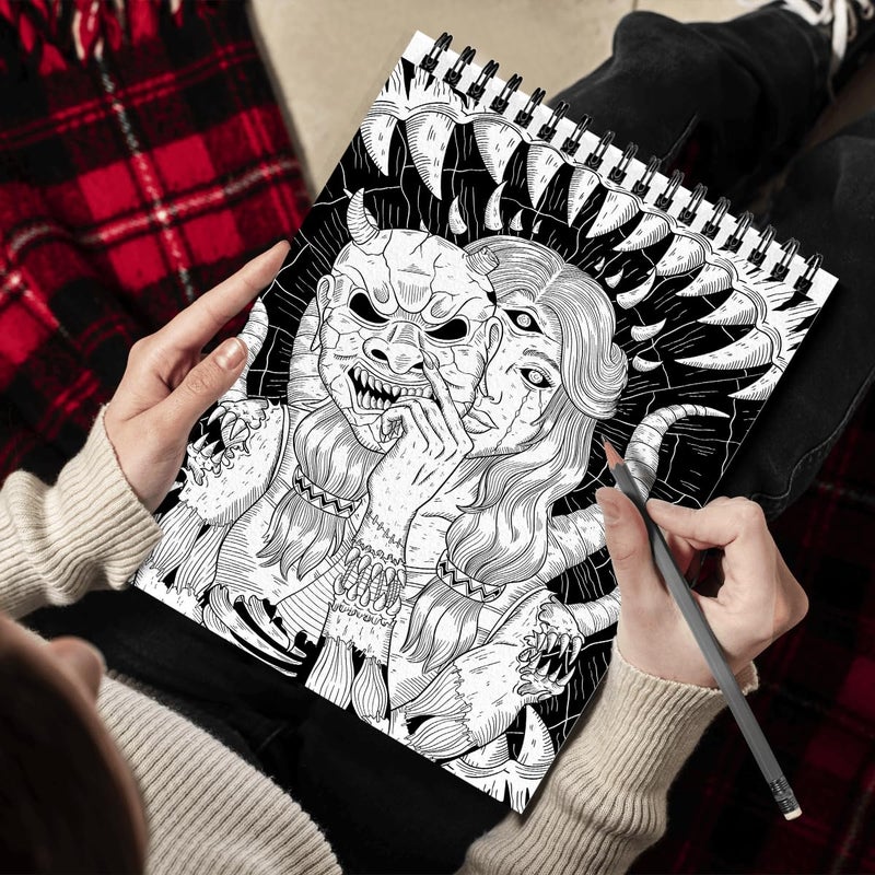 SOUTHERN LOTUS Creepy Beauty Coloring Book Wirebound for Adults Women Girls Seniors Family with Horror Illustrations Holiday Birthday Art Lover Gifts Relieve Stress Relaxation Mindfulness  - Image 5