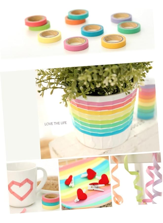 إيروريكس 10 لفات من شريط لاصق ملون بألوان قوس قزح، شريط واشي لاصق، شريط واشي مزخرف للأطفال، فنون وحرف يدوية، سجل القصاصات، ديكور، ترميز، لوازم تعليمية - Image 4