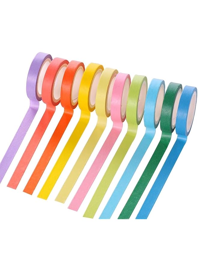 إيروريكس 10 لفات من شريط لاصق ملون بألوان قوس قزح، شريط واشي لاصق، شريط واشي مزخرف للأطفال، فنون وحرف يدوية، سجل القصاصات، ديكور، ترميز، لوازم تعليمية - Image 2