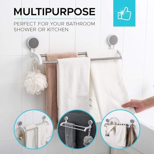 Boniry Self Adhesive Towel Holder | Bathroom Hanger Without Drilling | Strong Suction Wall Mount | Space-Saving Towel Bar for Kitchen or Bathroom, Easy Installation, Durable Design (2 Bars) - Image 4