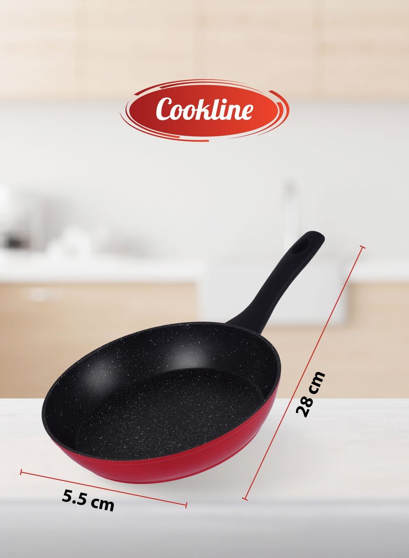 Cookline Forged Aluminum Nonstick Fry Pan with Induction Bottom, 28cm, Black with White Dots Interior & Red - Image 4