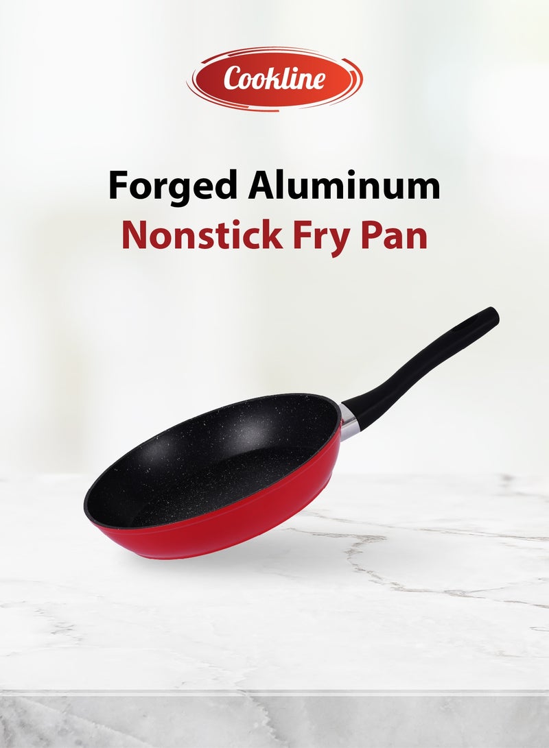 Cookline Forged Aluminum Nonstick Fry Pan with Induction Bottom, 28cm, Black with White Dots Interior & Red - Image 3