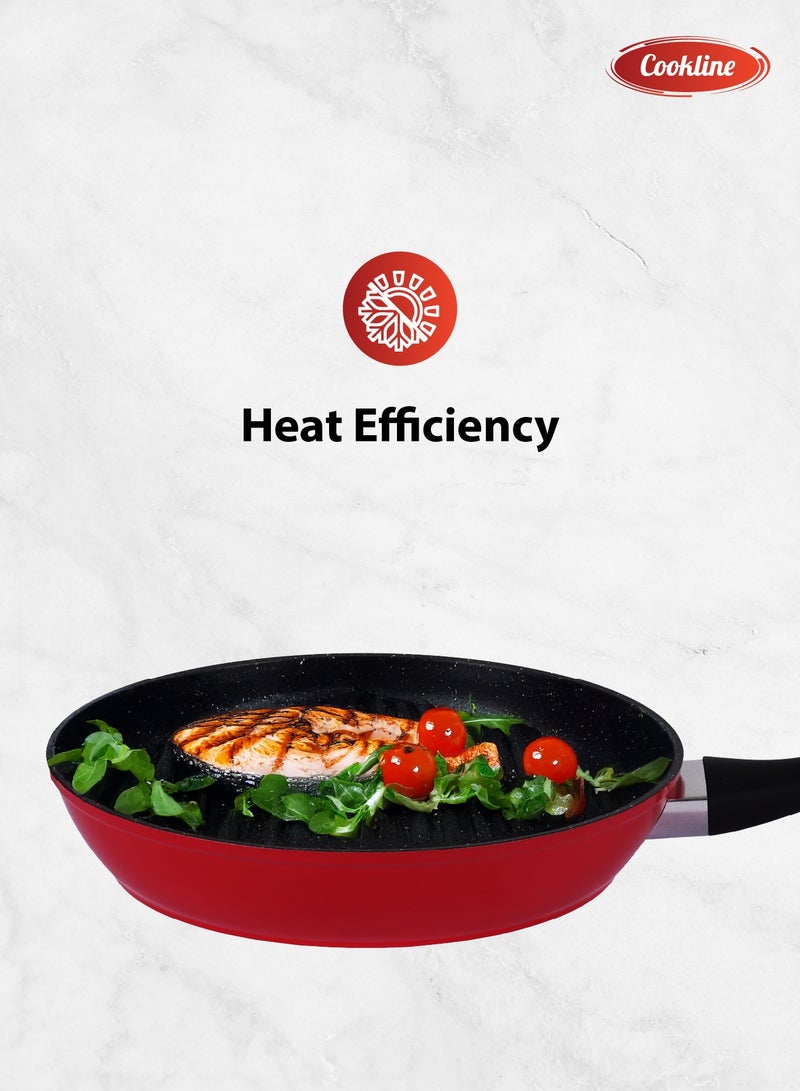 Cookline Forged Aluminum Nonstick Fry Pan with Induction Bottom, 28cm, Black with White Dots Interior & Red - Image 5