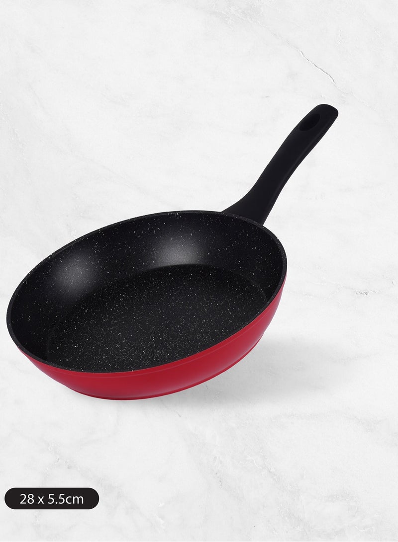 Cookline Forged Aluminum Nonstick Fry Pan with Induction Bottom, 28cm, Black with White Dots Interior & Red - Image 2