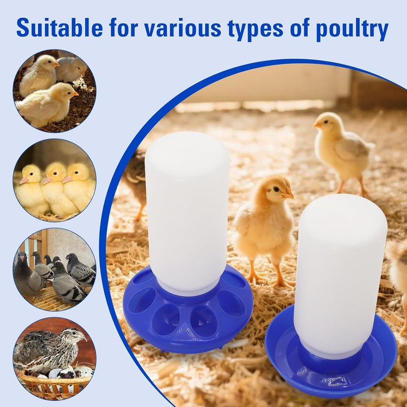 Abustle pig Chick Feeder and Waterer Set Kit-No Waste Baby Chick Starter Kit with 1L Chicken Water Dispenser and 1kg Feeder for Poultry and Baby ,Plastic Chicken Coop Accessories (Blue, M) - Image 3