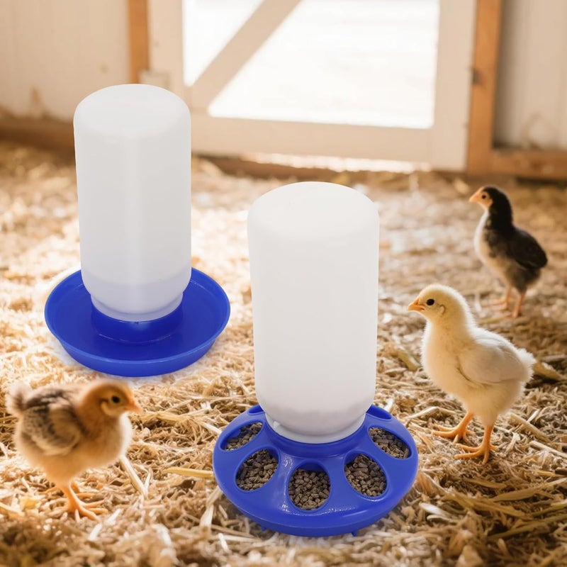 Abustle pig Chick Feeder and Waterer Set Kit-No Waste Baby Chick Starter Kit with 1L Chicken Water Dispenser and 1kg Feeder for Poultry and Baby ,Plastic Chicken Coop Accessories (Blue, M) - Image 5