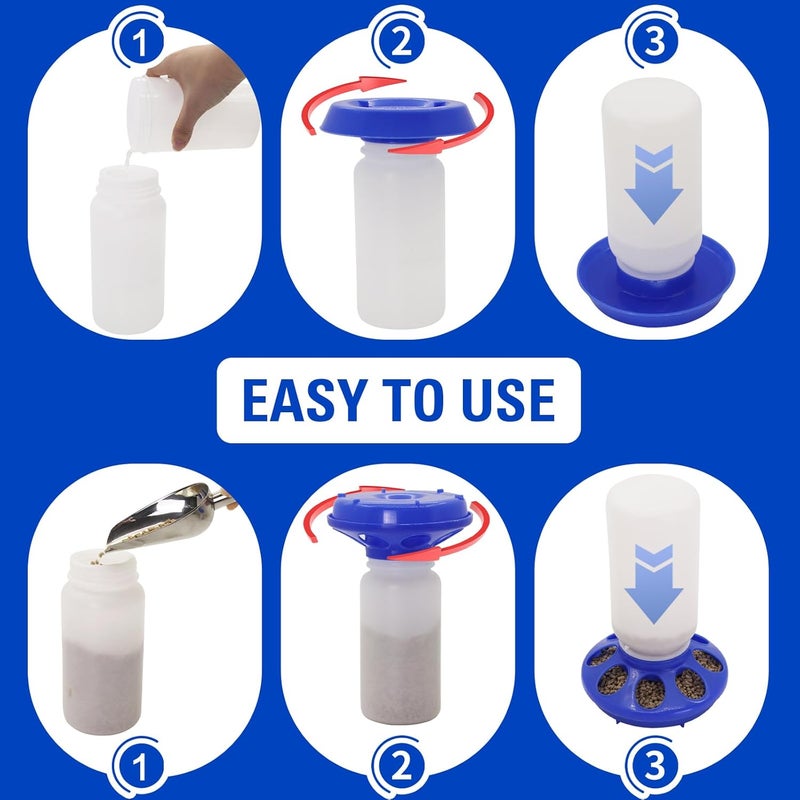 Abustle pig Chick Feeder and Waterer Set Kit-No Waste Baby Chick Starter Kit with 1L Chicken Water Dispenser and 1kg Feeder for Poultry and Baby ,Plastic Chicken Coop Accessories (Blue, M) - Image 4