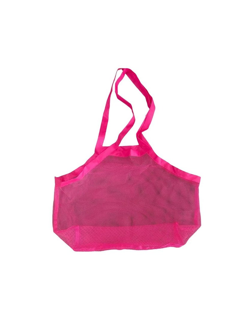 Y&D 1pc No Deduction Large Kids Dig Sand Shell Bag Beach Toy Organizer Mesh Beach Bag Handbag Tote Backpack Toy Beach Bag (Rose Red) - Image 1