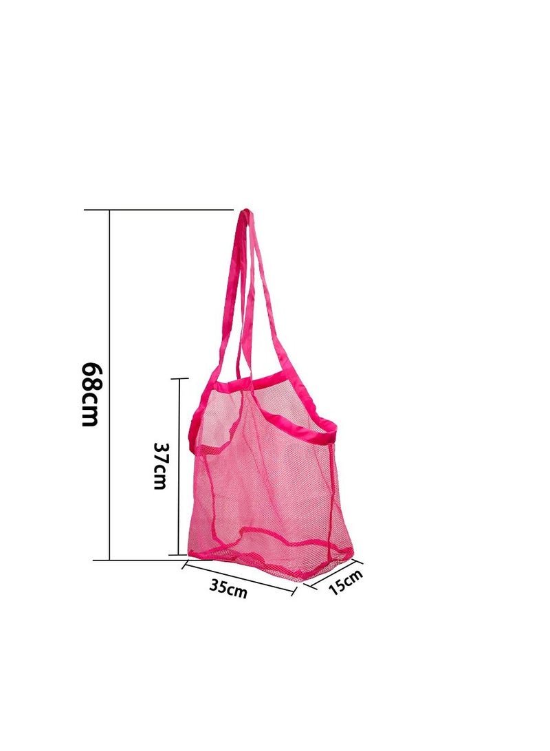 Y&D 1pc No Deduction Large Kids Dig Sand Shell Bag Beach Toy Organizer Mesh Beach Bag Handbag Tote Backpack Toy Beach Bag (Rose Red) - Image 2