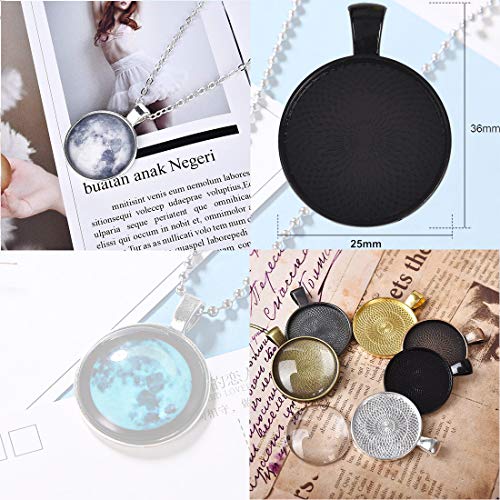 LANBEIDE 70 Pieces 7 Colors Pendant Trays Round Bezel Blanks for Jewelry Making, Metal Alloy Cabochon Round Dome-25 mm/1 inch Diameter (Colorful) for Crafting DIY Photo Pendant - Image 4