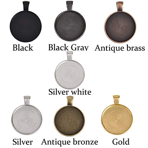 LANBEIDE 70 Pieces 7 Colors Pendant Trays Round Bezel Blanks for Jewelry Making, Metal Alloy Cabochon Round Dome-25 mm/1 inch Diameter (Colorful) for Crafting DIY Photo Pendant - Image 2