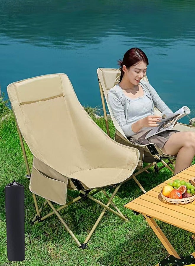 DUNISO كرسي تخييم قابل للطي عالي التحمل مع جيوب جانبية وحقيبة حمل، كرسي سمك حديقة من قماش أوكسفورد، كرسي استرخاء خارجي للصيد، التخييم، النزهات، حفلات الشواء، الشاطئ والأنشطة الخارجية - Image 1