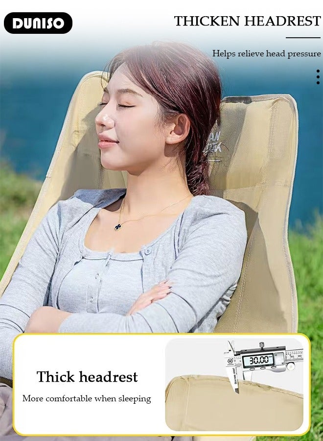 DUNISO كرسي تخييم قابل للطي عالي التحمل مع جيوب جانبية وحقيبة حمل، كرسي سمك حديقة من قماش أوكسفورد، كرسي استرخاء خارجي للصيد، التخييم، النزهات، حفلات الشواء، الشاطئ والأنشطة الخارجية - Image 5