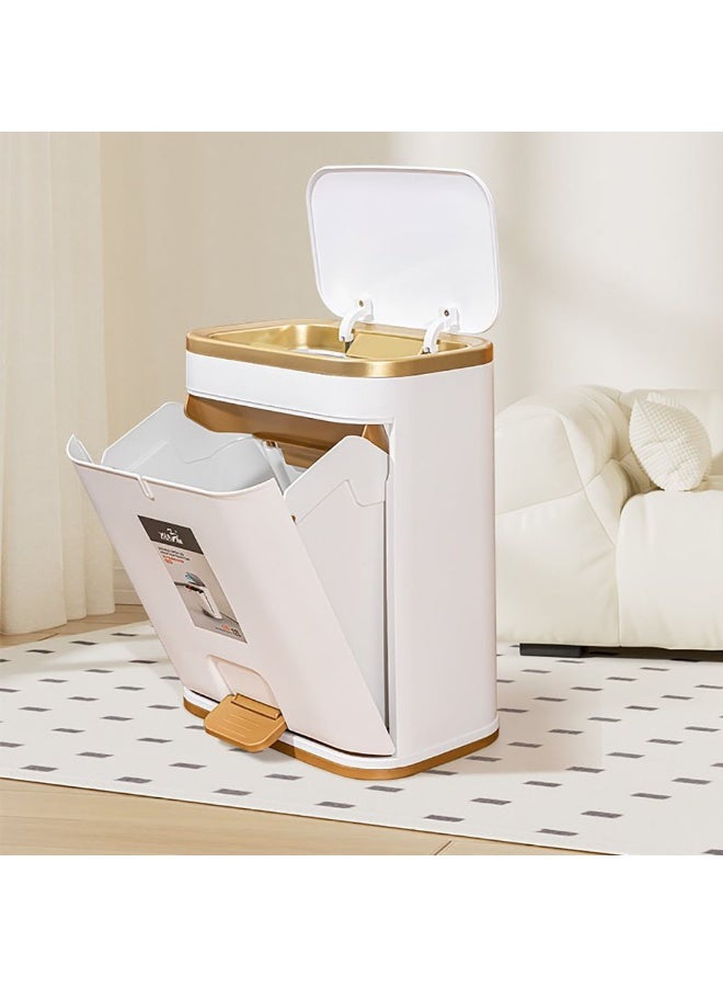 Pedal Trash Can, 12L Plastic Waste Bin with Press Lid & Foot Pedal, Large Capacity Garbage Bin for Kitchen Bathroom Bedroom Living Room, TG3990 (White)  - Image 4