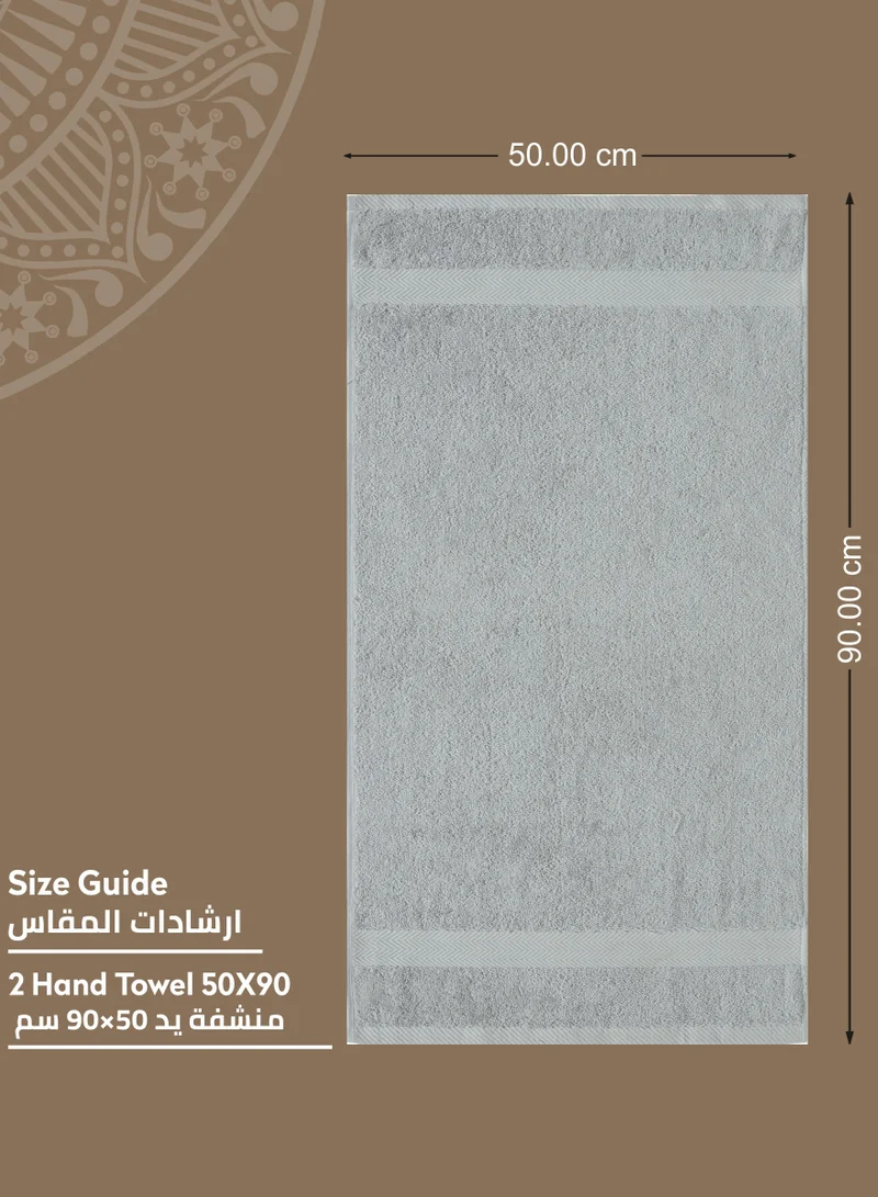 Donetella Premium 100 % Combed Cotton 2-Pcs Hand Towel Set  (50 X  90 CM) 600 GSM Super Soft Hand Towel, Highly Absorbent, Quick Dry,Best Towel for Bathroom, Spa And Hotel,Light Grey