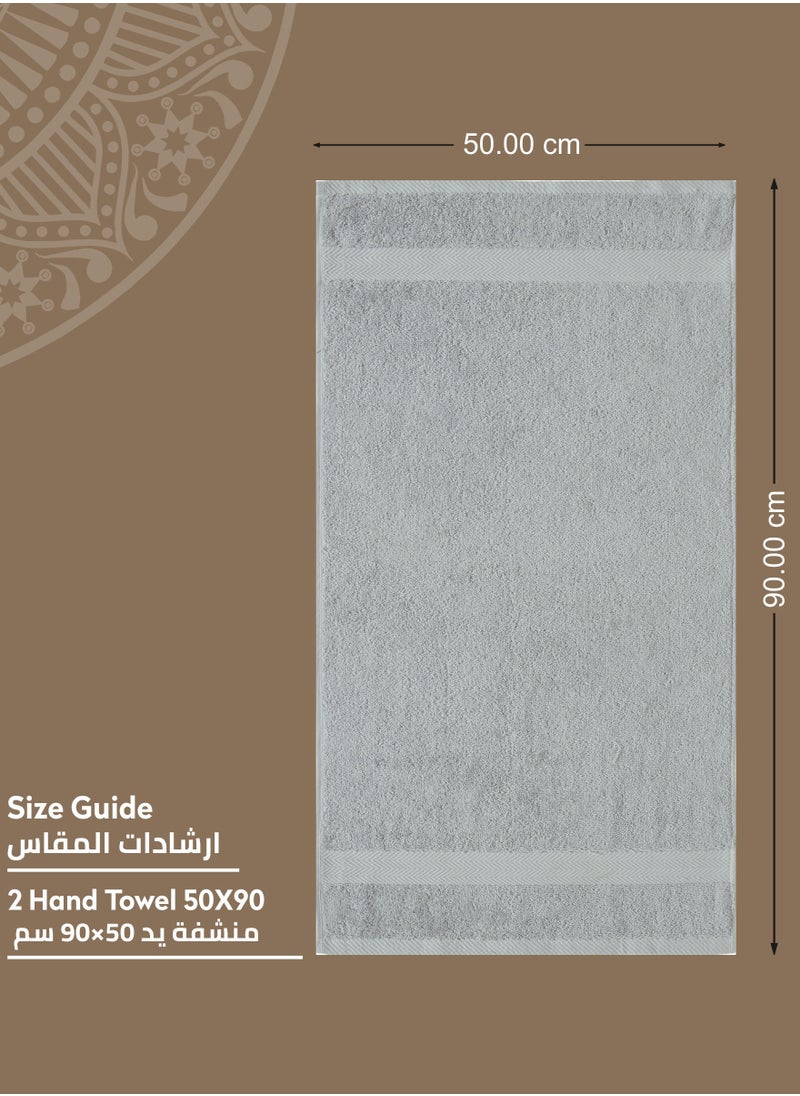 Donetella Premium 100 % Combed Cotton 2-Pcs Hand Towel Set  (50 X  90 CM) 600 GSM Super Soft Hand Towel, Highly Absorbent, Quick Dry,Best Towel for Bathroom, Spa And Hotel,Light Grey  - Image 2
