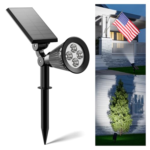 FALOVE Solar Spot Lights Outdoor Waterproof for Flag, Palm Tree, Pole, Sign, Statue, Mailbox, Bright LED Outside Landscape Flood Spotlights for Accent Uplighting Yard, Garden, House, Backyard, Patio - Image 1