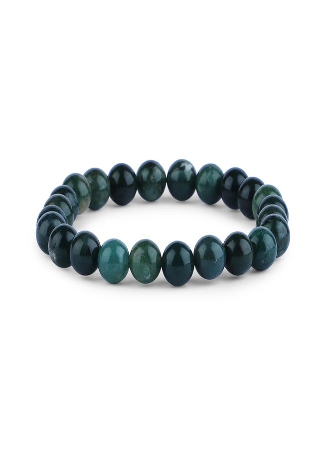 ARE - Aeora Rocks: Moss Agate Bead Bracelet for Emotional Balance, Growth, and Abundance, for Men and Women (Size - 8mm) - Image 1