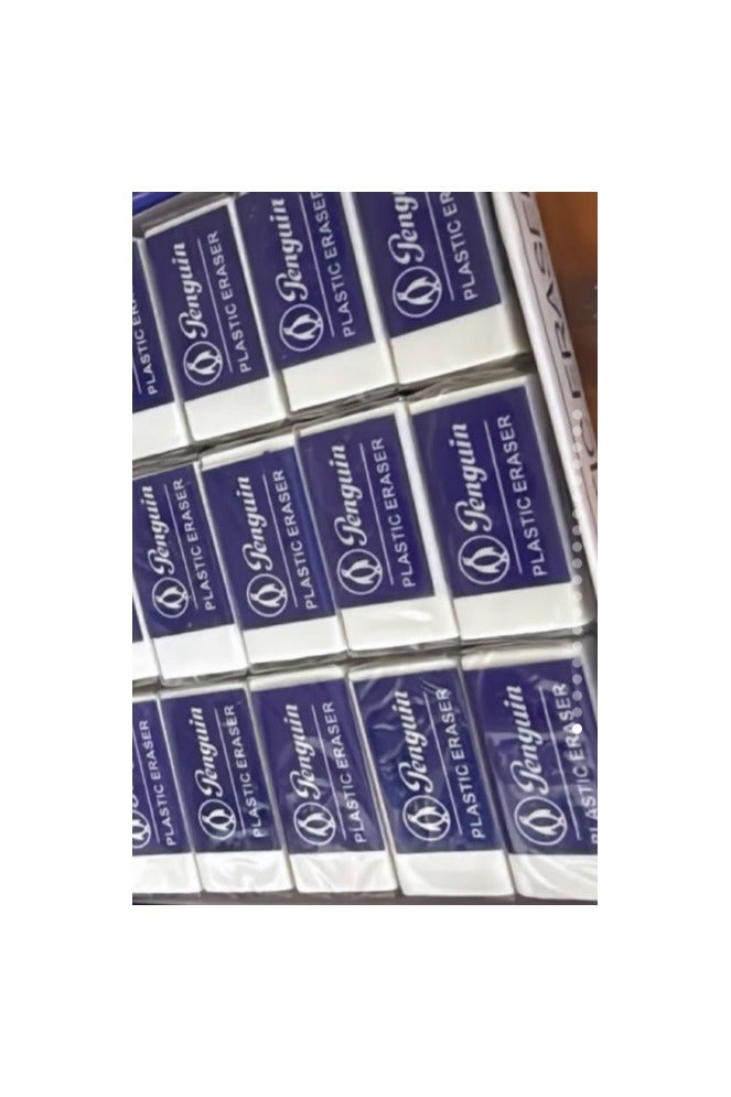 Penguin High-Quality Plastic Eraser E-208 – White, Precisely Removes Pencil Marks - Image 3