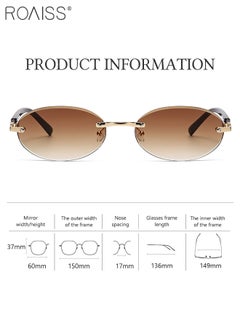 roaiss 2Pcs Oval Rimless Sunglasses for Women, UV400 Protection Sun Glasses, Fashion Decorative Eyewear for Outdoor Party Street Photography  - Image 3