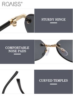 roaiss 2Pcs Oval Rimless Sunglasses for Women, UV400 Protection Sun Glasses, Fashion Decorative Eyewear for Outdoor Party Street Photography  - Image 4