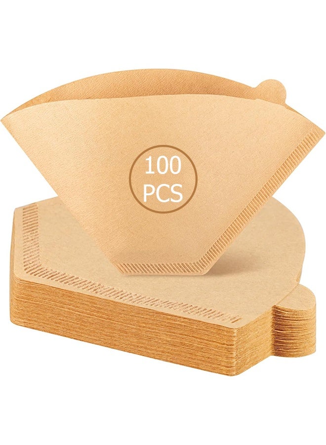 Wffo 100Pcs Coffee Filters - Unbleached Natural Coffee Filters 8-12 Cup, Disposable Coffee Filters, 4 Cone Paper Compatible with Coffee Maker, Pour Over and Drip Coffee Maker - Image 1