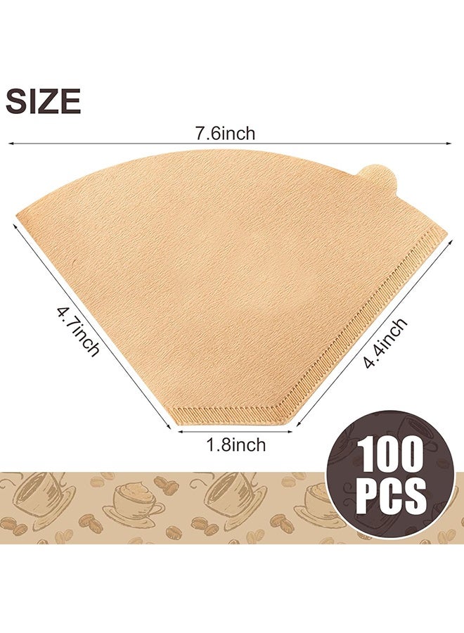Wffo 100Pcs Coffee Filters - Unbleached Natural Coffee Filters 8-12 Cup, Disposable Coffee Filters, 4 Cone Paper Compatible with Coffee Maker, Pour Over and Drip Coffee Maker - Image 2