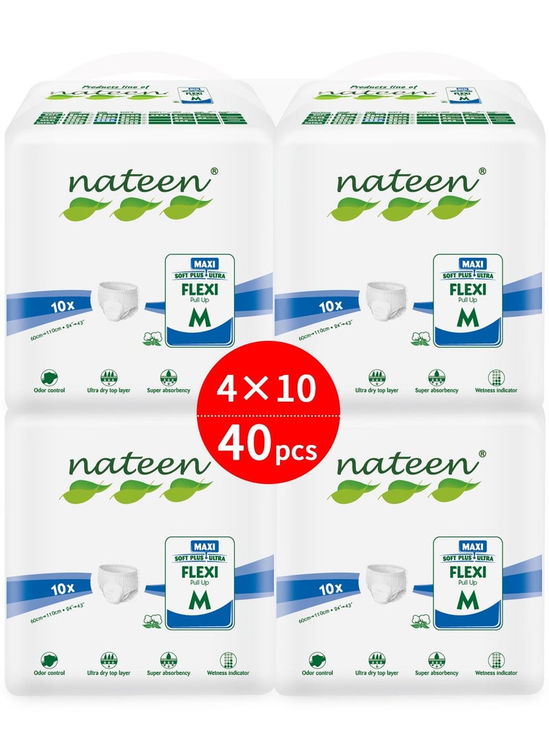 nateen Nateen Flexi Maxi Adult Diapers Pants,Incontinence Night Time Pull Up,Medium,Waist Size 60-110cm,40 Count Adult Pull Ups,Superior Comfort,Excellent Combination of Protection. (40 Count) - Image 1