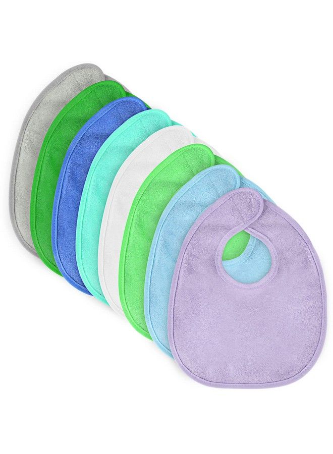 Vicloon Baby Bibs 8Pcs Terry Bib Set Baby Bibs For Boys Girls Terry Drool Cotton Bibs Waterproof Protection Adjustable Hook & Loop Closure Baby Bibs T For Feeding Drooling(Blue)  - Image 1